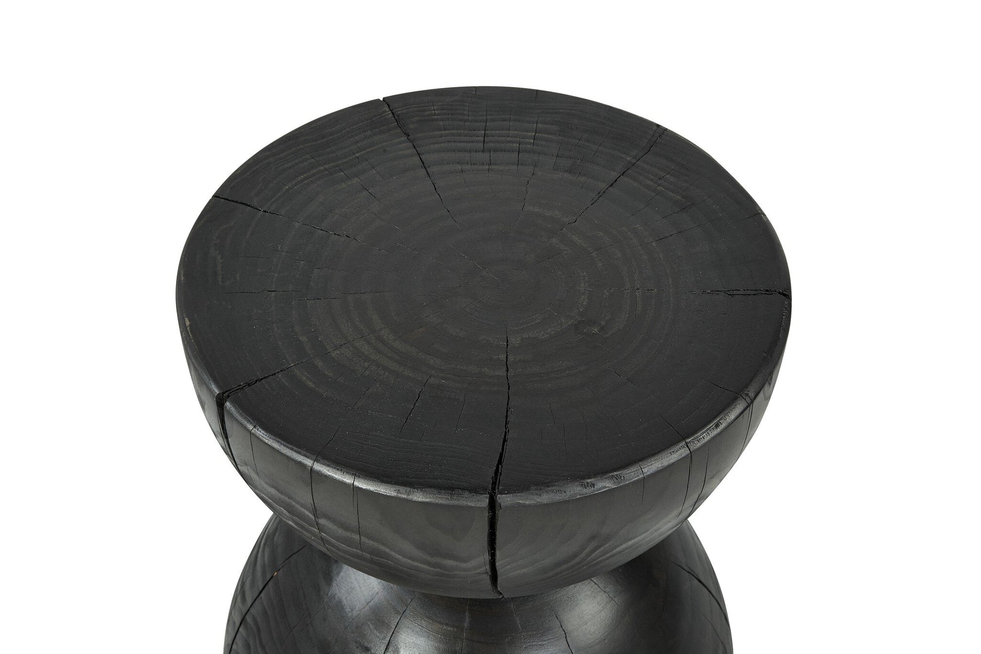 Homio Decor Living Room Hourglass Side Table - Pine Wood (Black)