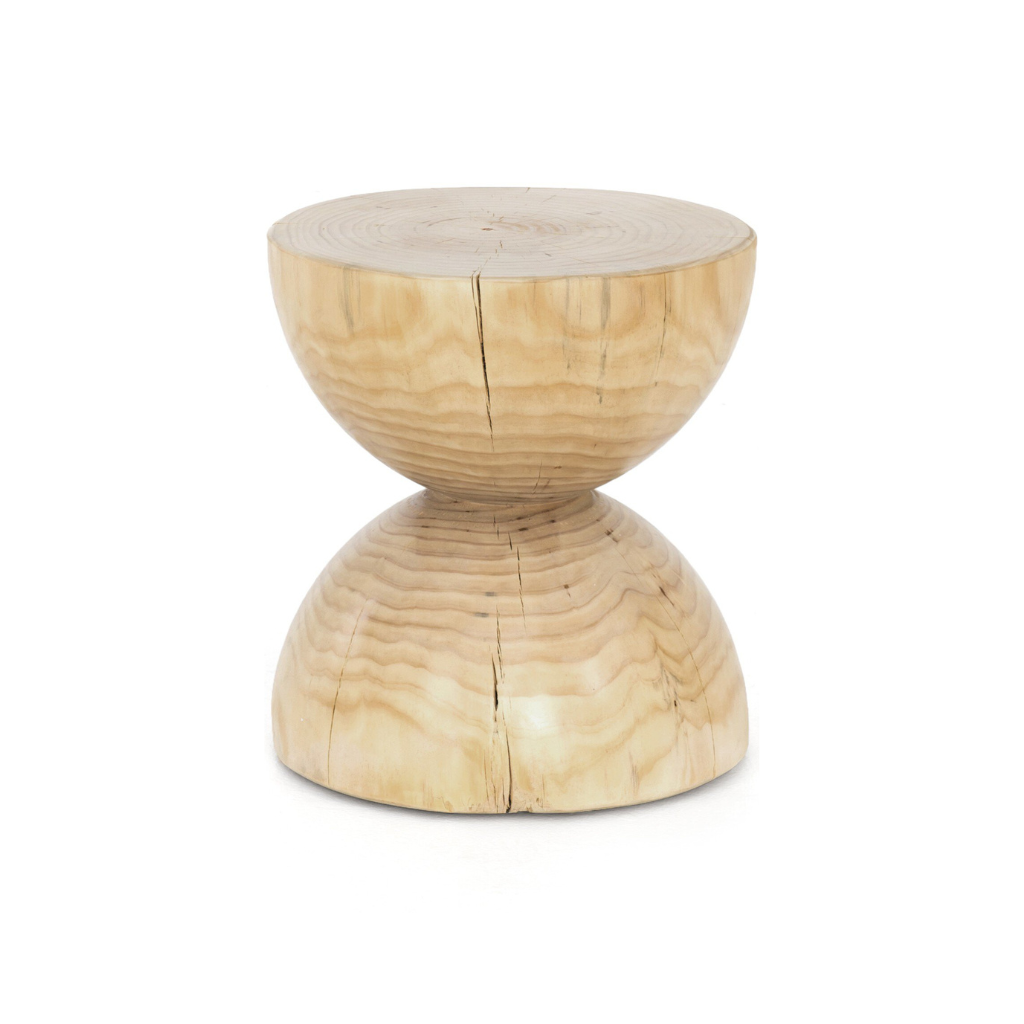 Homio Decor Living Room Hourglass Side Table - Pine Wood (Natural)