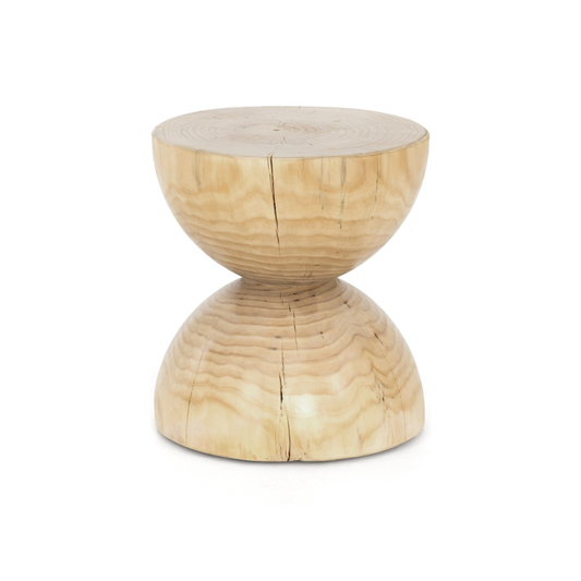 Homio Decor Living Room Hourglass Side Table - Pine Wood (Natural)