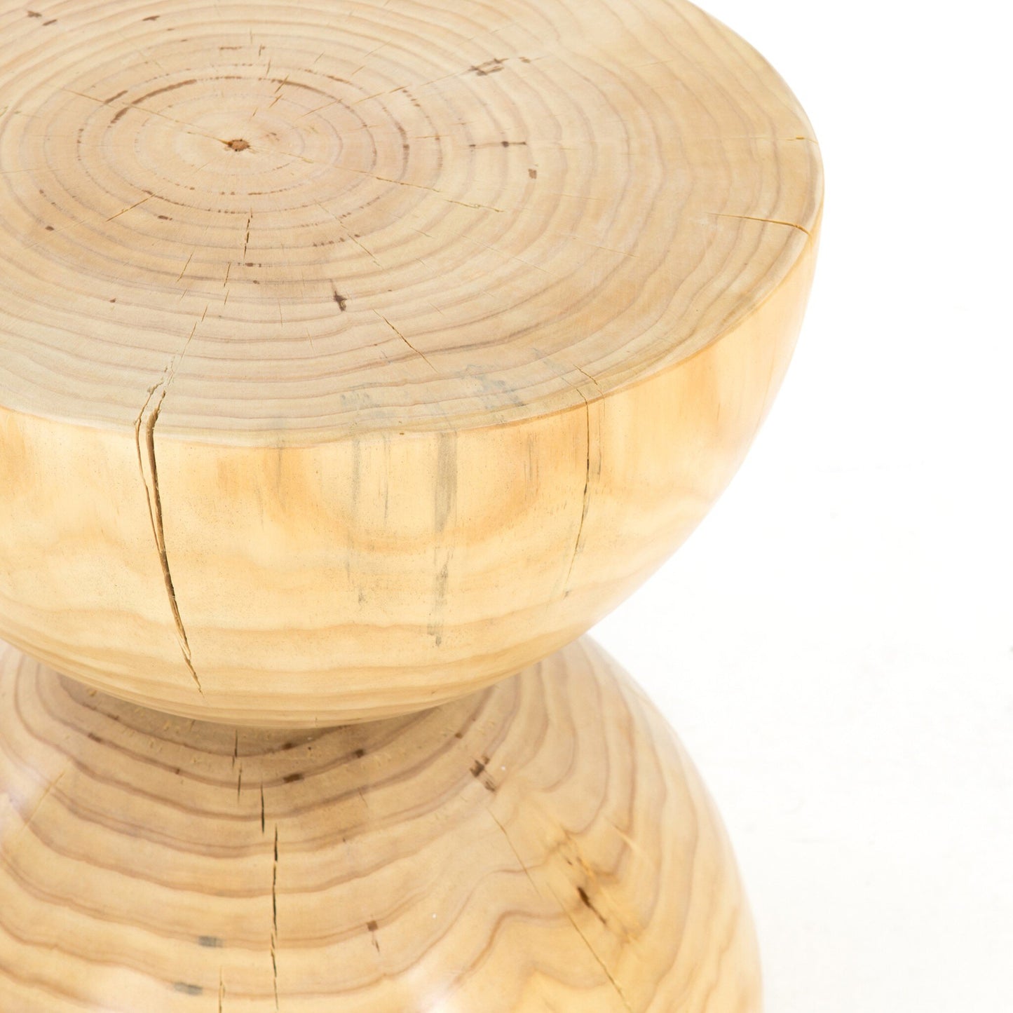 Homio Decor Living Room Hourglass Side Table - Pine Wood (Natural)