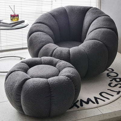 Homio Decor Living Room Lambswool / With Coffee Table / Grey Pumpkin Lazy Sofa