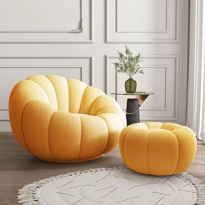 Homio Decor Living Room Lambswool / With Coffee Table / Khaki Pumpkin Lazy Sofa