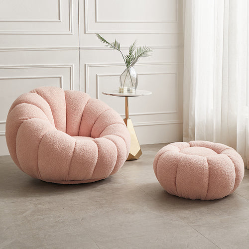Homio Decor Living Room Lambswool / With Coffee Table / Pink Pumpkin Lazy Sofa