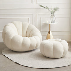 Homio Decor Living Room Lambswool / With Coffee Table / White Pumpkin Lazy Sofa
