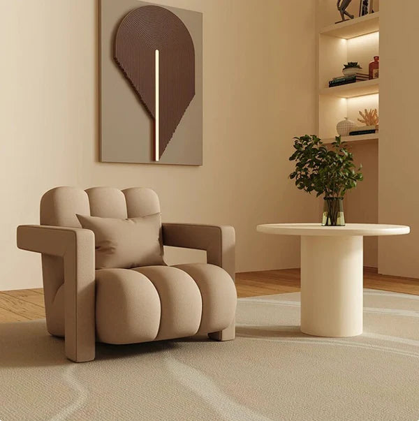 Homio Decor Living Room Latte Tulip Lounge Chair (Velvet)