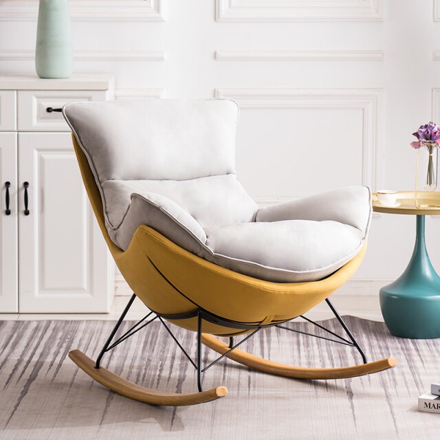 Homio Decor Living Room Lemon Yellow Egg Style Rocking Chair