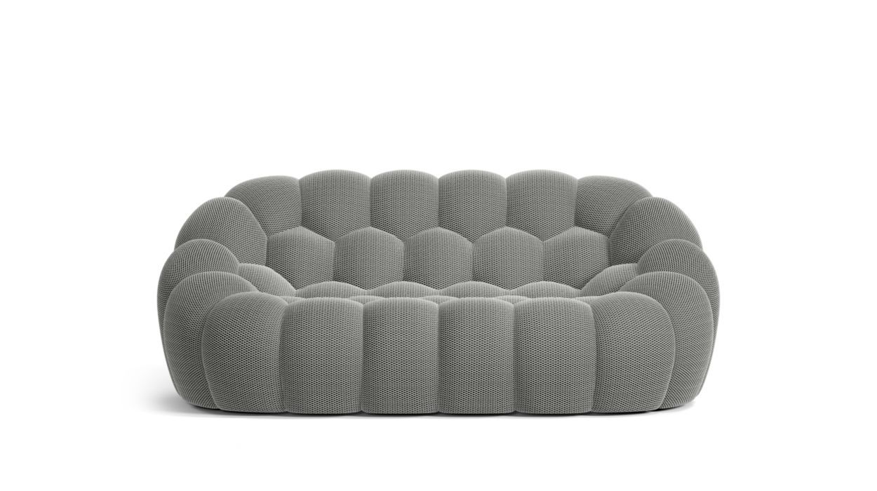 Homio Decor Living Room Light Grey Bubble Loveseat Sofa