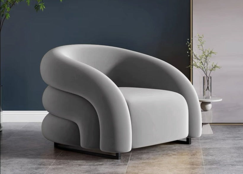 Homio Decor Living Room Light Grey Luxury Designer Flannel Chair