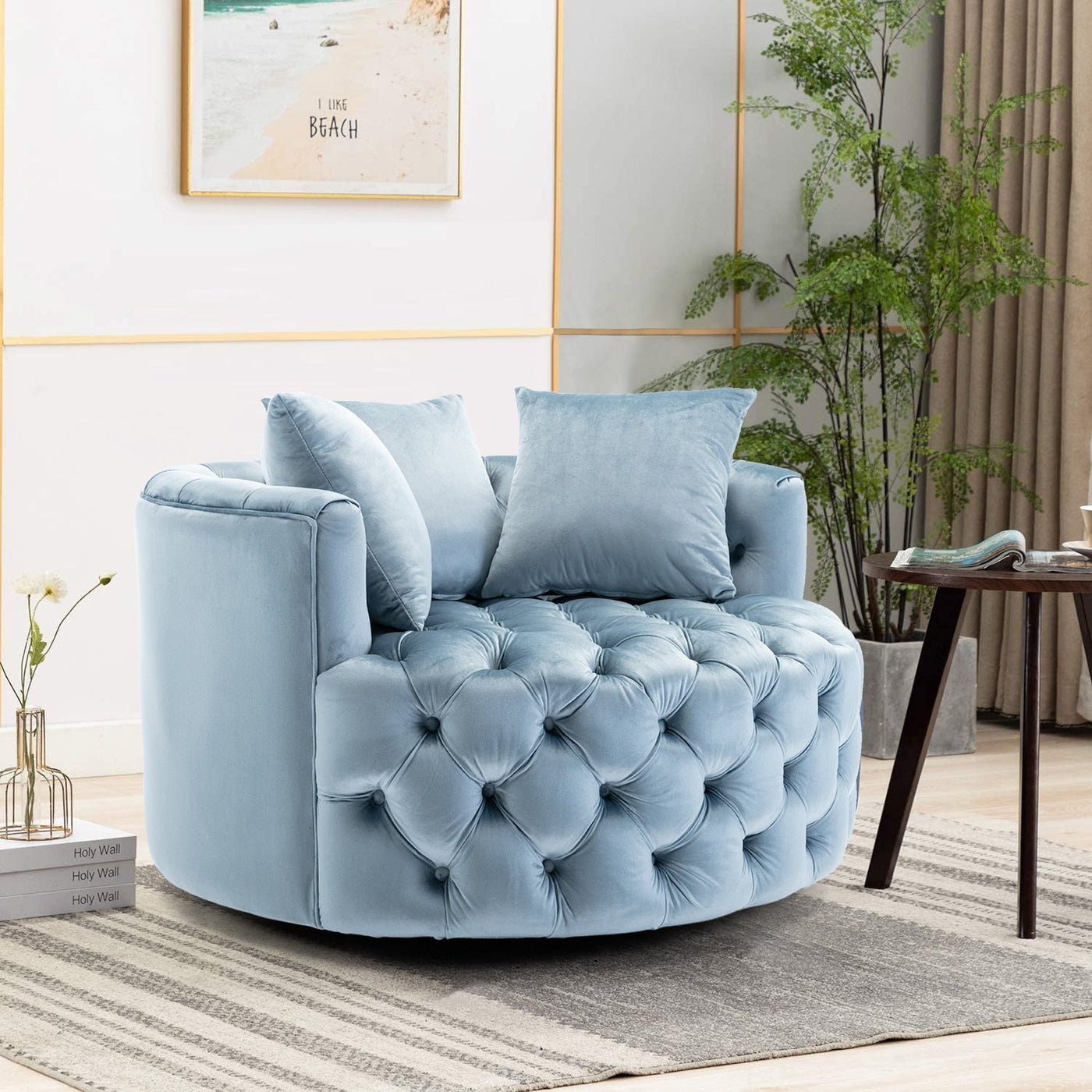 Homio Decor Living Room Luxury Button Tufted Round Leisure Chair