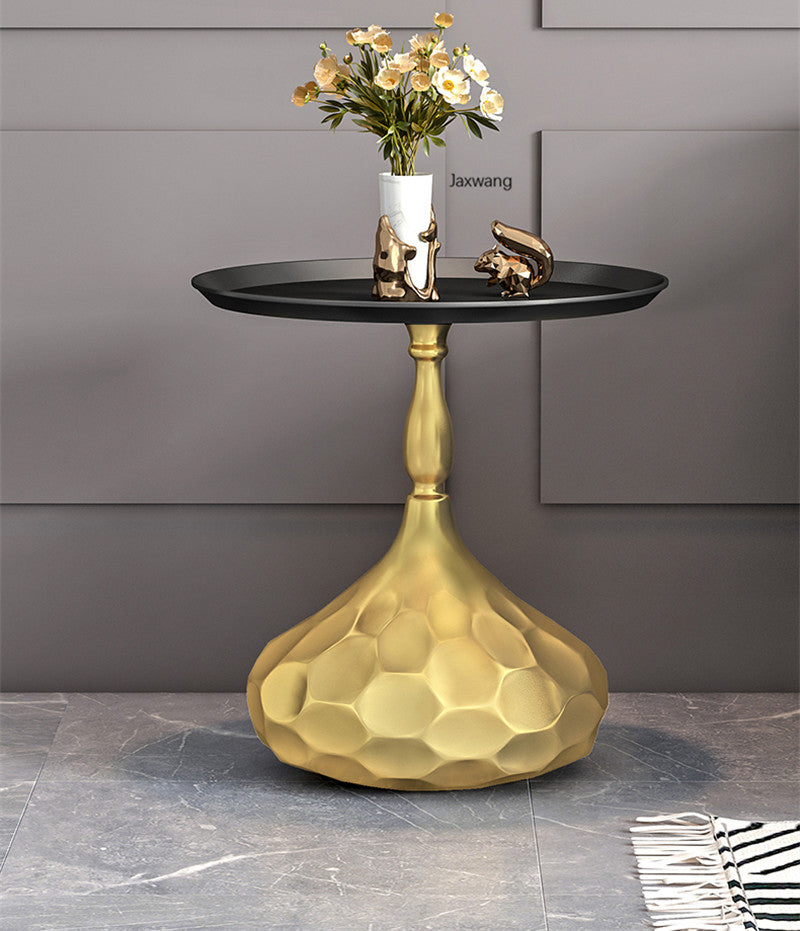 Homio Decor Living Room Metal / Golden / Black Luxury Italian Minimalist Side Table