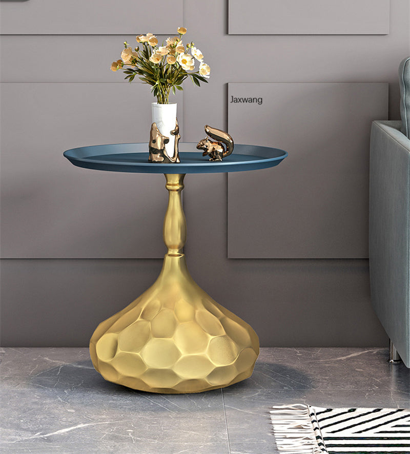 Homio Decor Living Room Metal / Golden / Blue Luxury Italian Minimalist Side Table