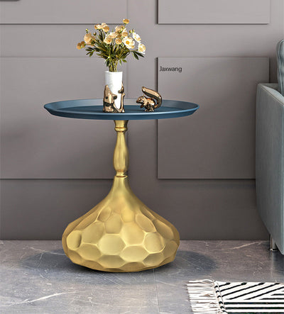 Homio Decor Living Room Metal / Golden / Blue Luxury Italian Minimalist Side Table