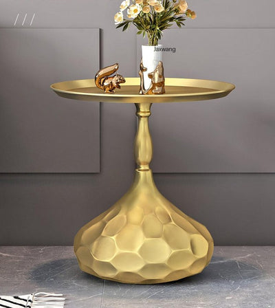 Homio Decor Living Room Metal / Golden / Gold Luxury Italian Minimalist Side Table