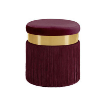 Homio Decor Living Room Model 3 / Red Velvet Flannel Pouf with Tassels