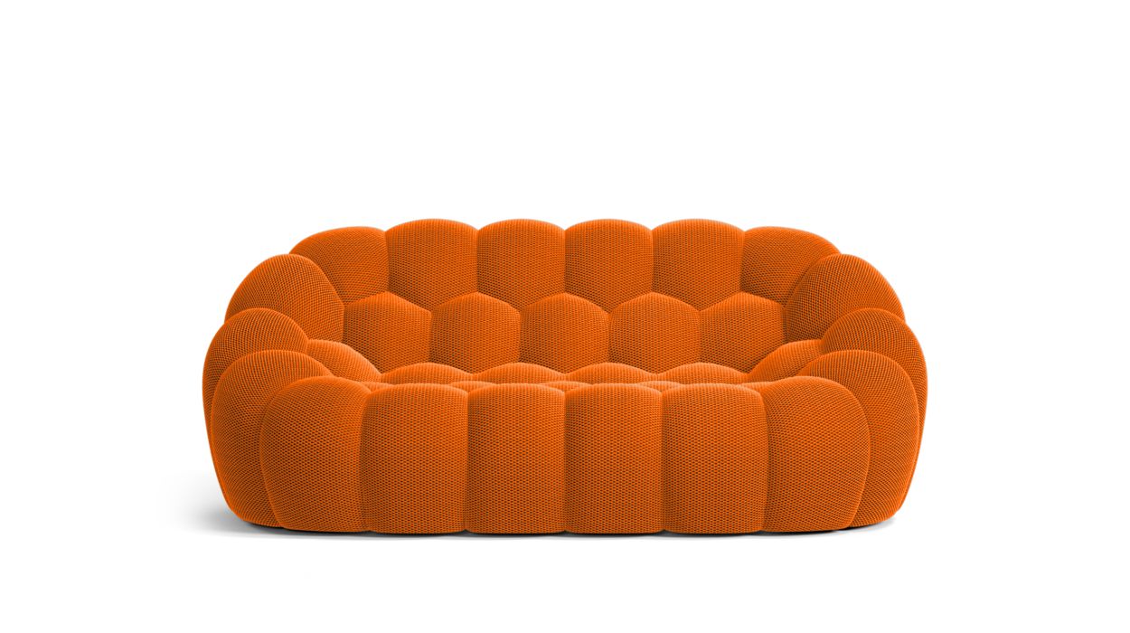 Homio Decor Living Room Orange Bubble Loveseat Sofa