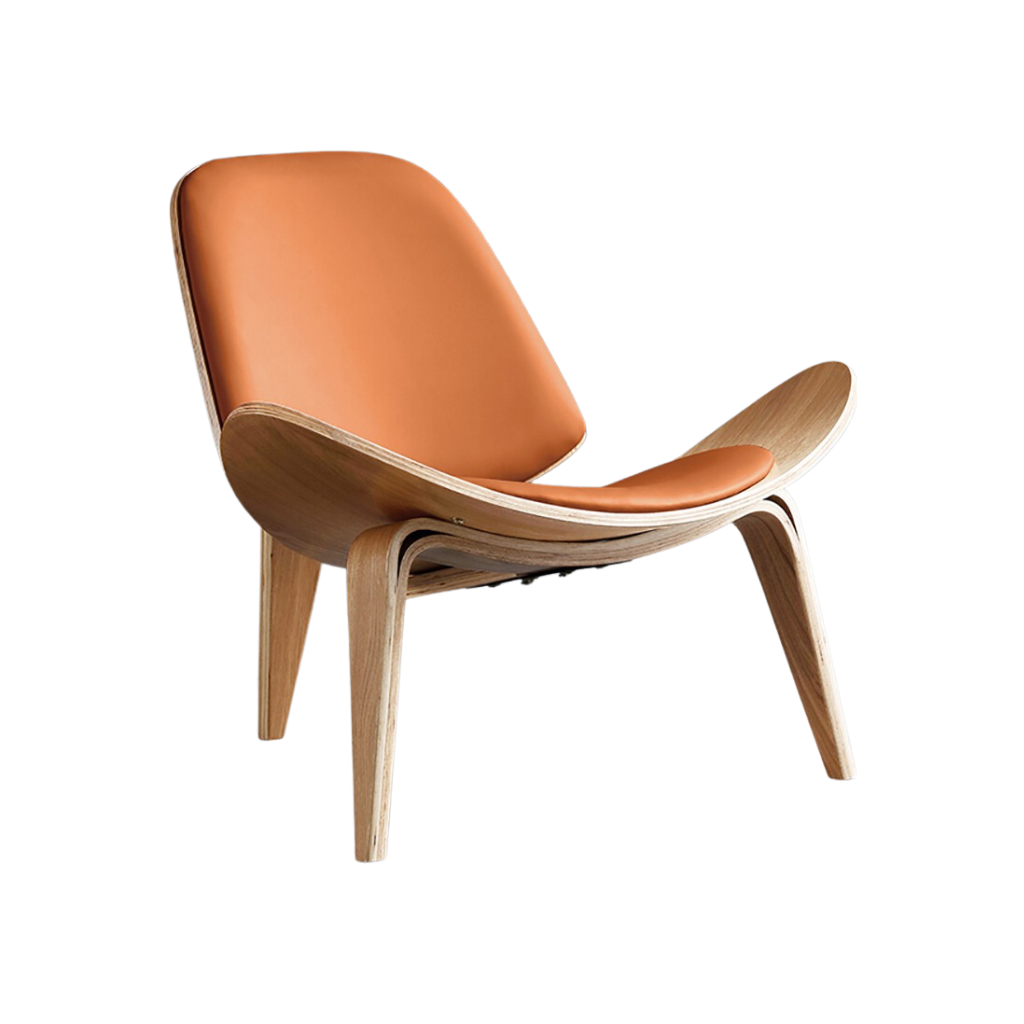 Homio Decor Living Room Orange Mid Century Lounge Chair Tripod Style