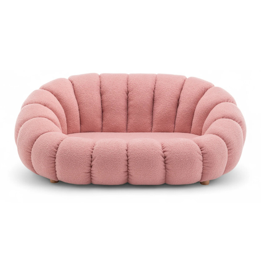 Homio Decor Living Room Pink Boucle Pumpkin Sofa