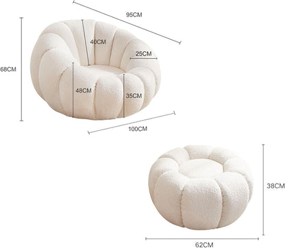 Homio Decor Living Room Pumpkin Chair with Ottoman