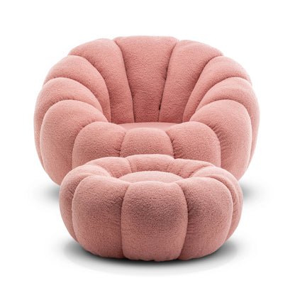 Homio Decor Living Room Pumpkin Chair with Ottoman