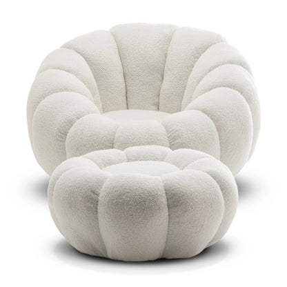 Homio Decor Living Room Pumpkin Chair with Ottoman