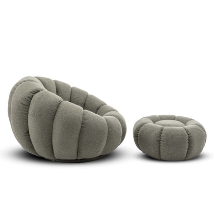 Homio Decor Living Room Pumpkin Chair with Ottoman