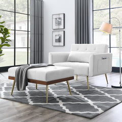 Homio Decor Living Room Recliner Velvet Sofa-Bed with Ottoman