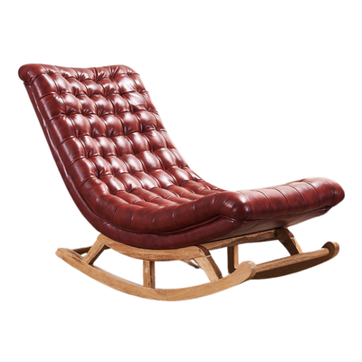 Homio Decor Living Room Red (Leather) Large Rustic Style Rocking Chair