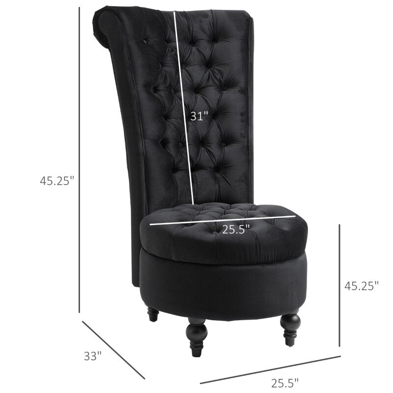 Button-Tufted Black Velvet Accent Chair – Homio Decor