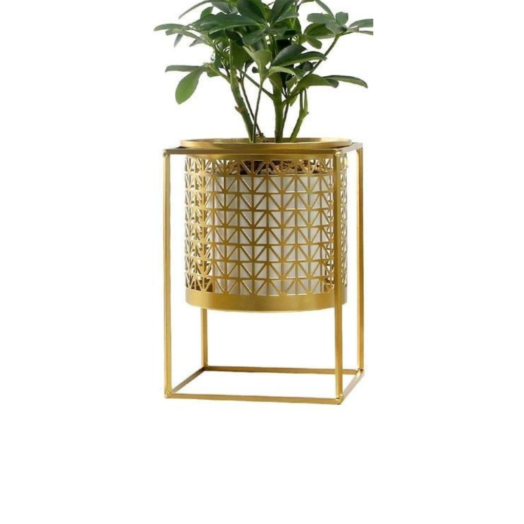 Homio Decor Living Room Rose Gold / Large Golden Hollow Design Flowerpot