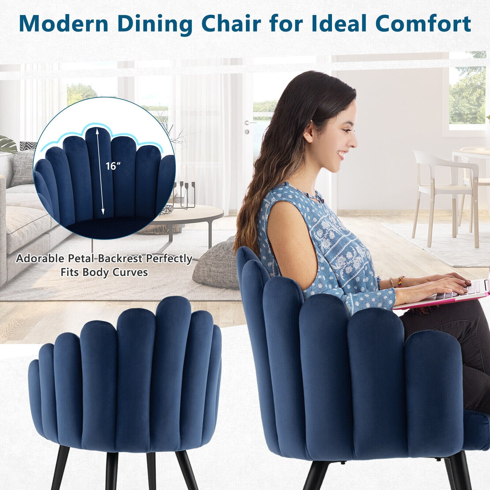 Homio Decor Living Room Set of 2 Costway Velvet Dining Chair (Set of 2)