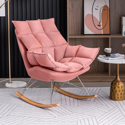 Homio Decor Living Room Silver / Cherry Pink / Without Ottoman Industrial Rocking Chair with Cushion