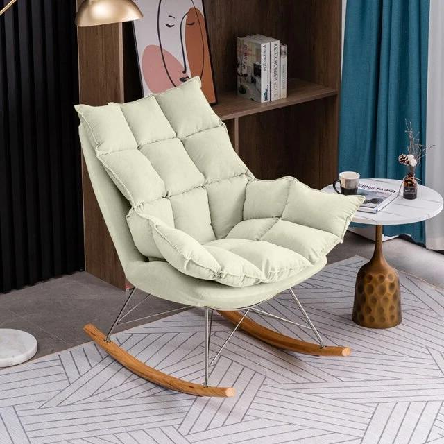 Homio Decor Living Room Silver / Light Green Glint / Without Ottoman Industrial Rocking Chair with Cushion