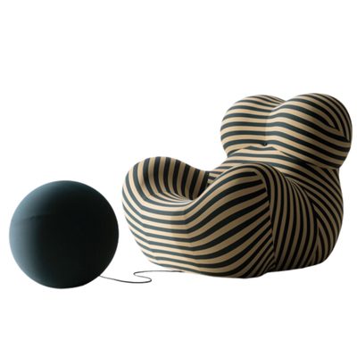 Homio Decor Living Room Small / Green Zebra Print Modern Lazy Chair with Ball Ottoman
