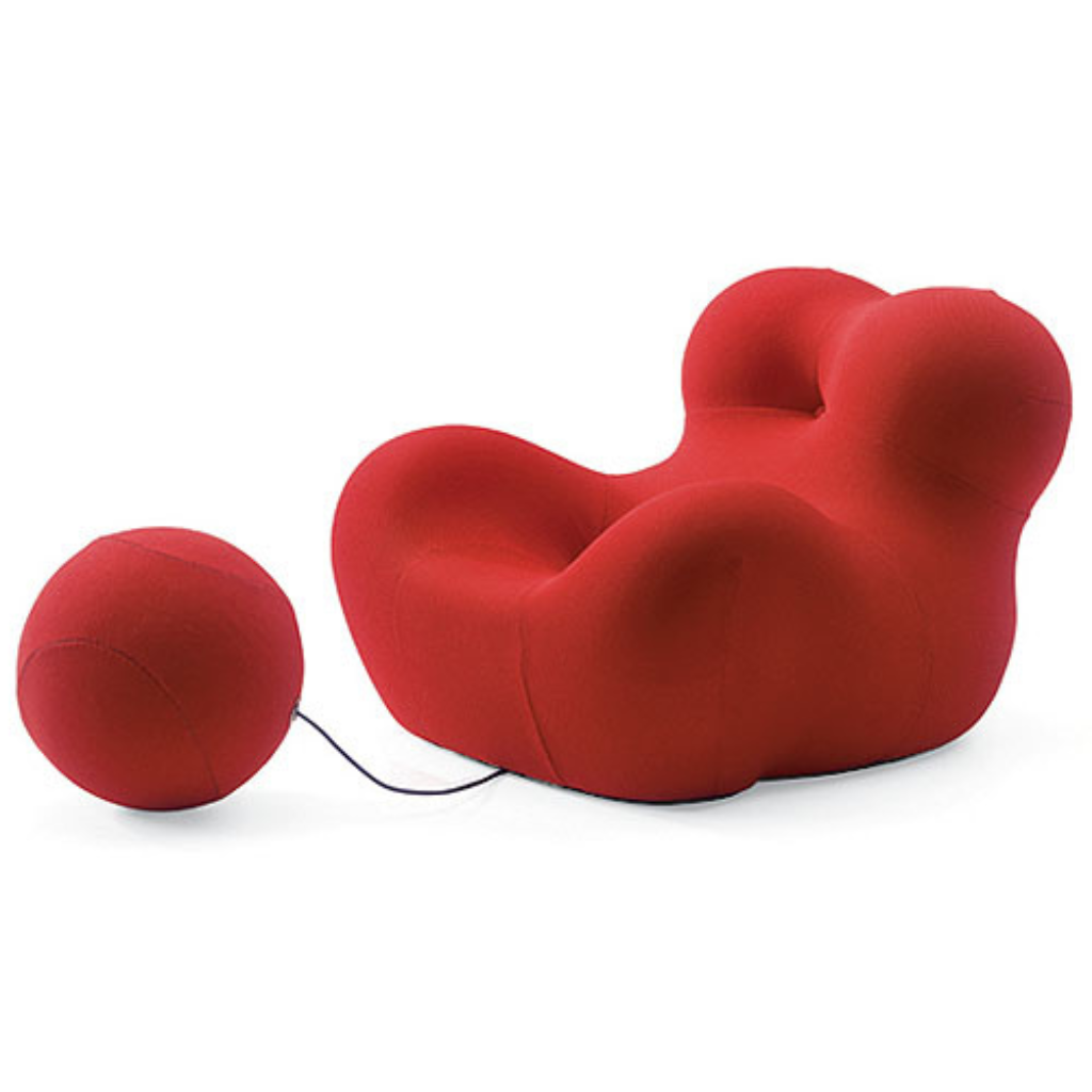 Homio Decor Living Room Small / Red Modern Lazy Chair with Ball Ottoman