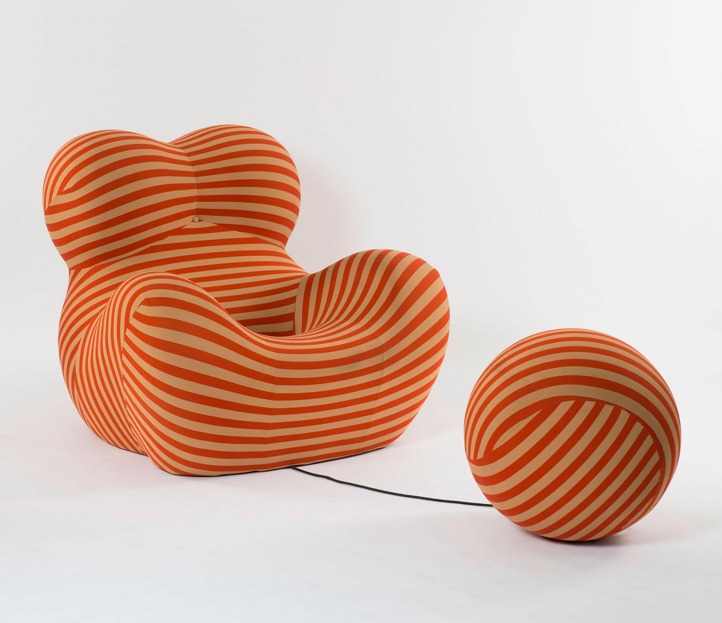 Homio Decor Living Room Up Armchair & Ottoman - Striped Coral