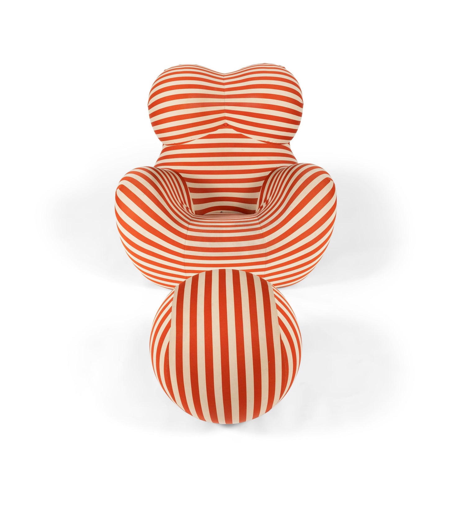 Homio Decor Living Room Up Armchair & Ottoman - Striped Coral