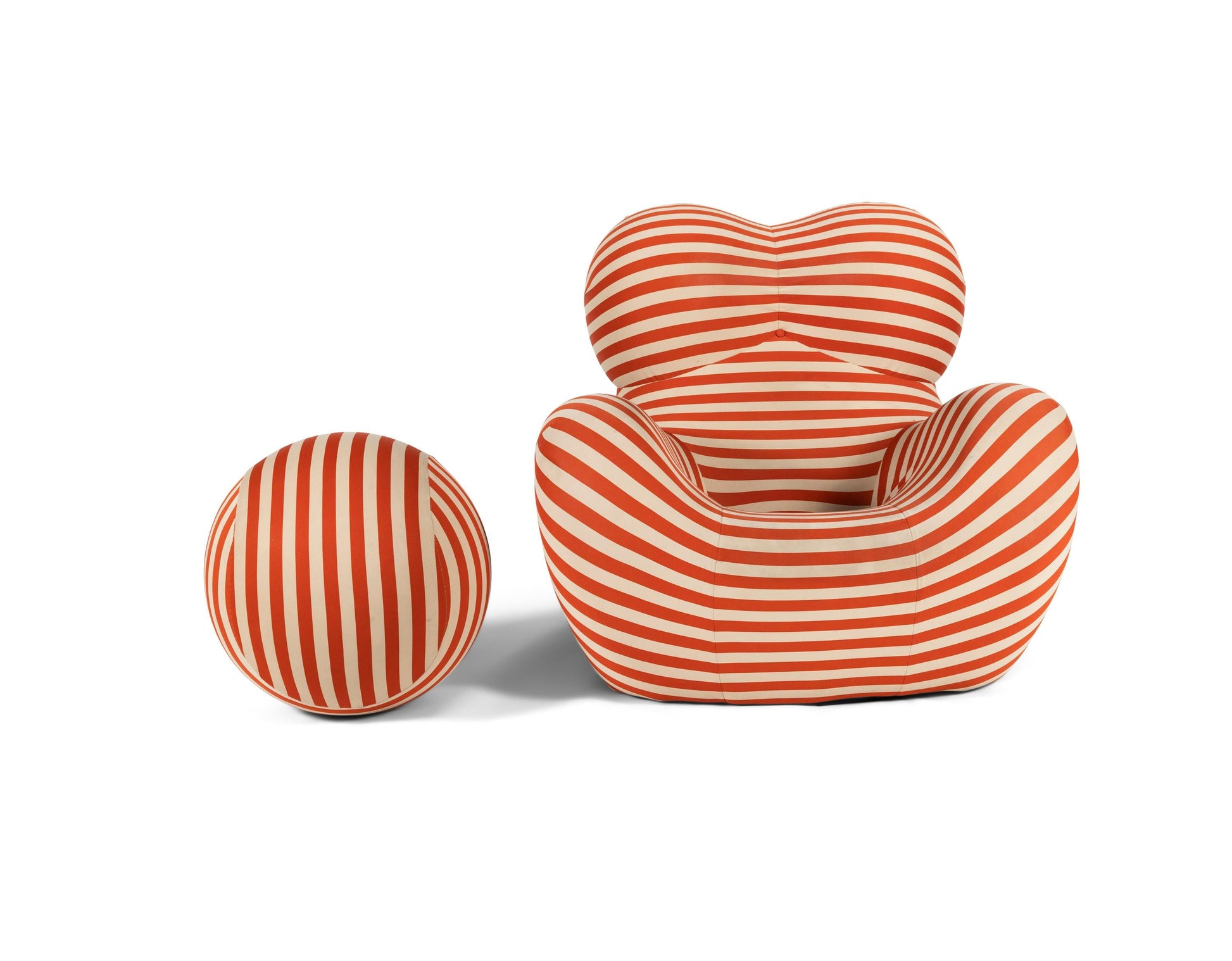 Homio Decor Living Room Up Armchair & Ottoman - Striped Coral