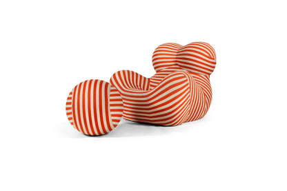 Homio Decor Living Room Up Armchair & Ottoman - Striped Coral