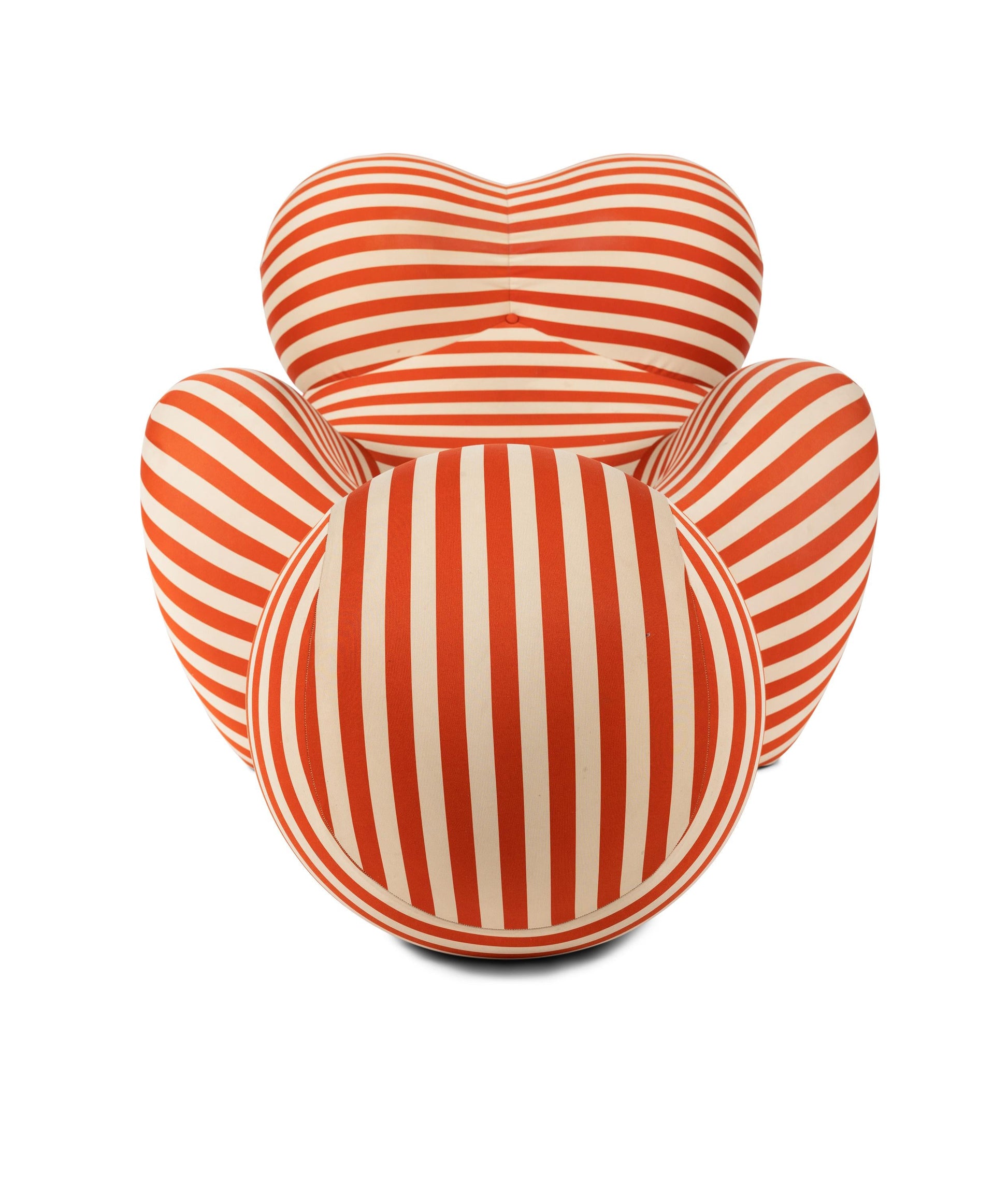 Homio Decor Living Room Up Armchair & Ottoman - Striped Coral