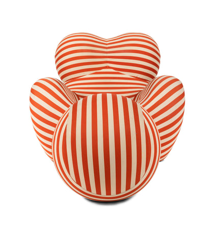 Homio Decor Living Room Up Armchair & Ottoman - Striped Coral