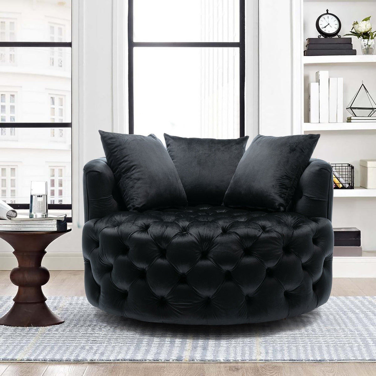 Luxury Button Tufted Round Leisure Chair – Homio Decor