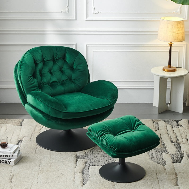 Homio Decor Living Room Velvet Leisure Chair with Ottoman