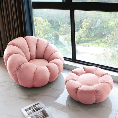 Homio Decor Living Room Velvet / With Coffee Table / Pink Pumpkin Lazy Sofa