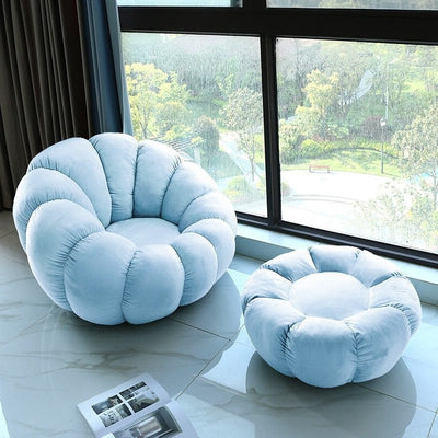 Homio Decor Living Room Velvet / With Coffee Table / Sky Blue Pumpkin Lazy Sofa
