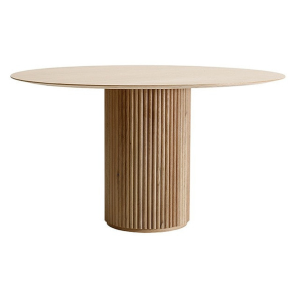 Saeko Round Dining Table, Oiled Wood & Oak legs