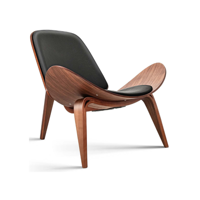 Homio Decor Living Room Walnut Mid Century Lounge Chair Tripod Style