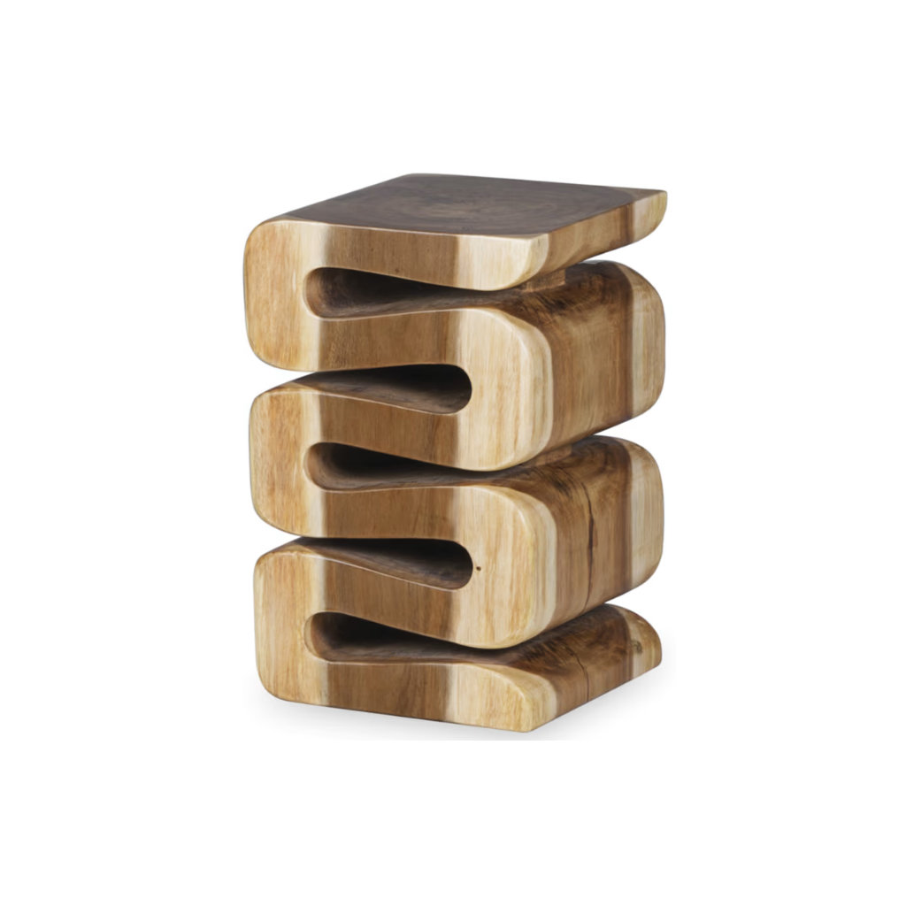 Homio Decor Living Room Wave Side Table - Suar Wood