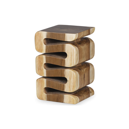 Homio Decor Living Room Wave Side Table - Suar Wood