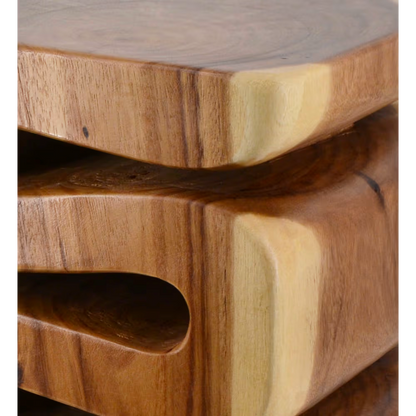 Homio Decor Living Room Wave Side Table - Suar Wood