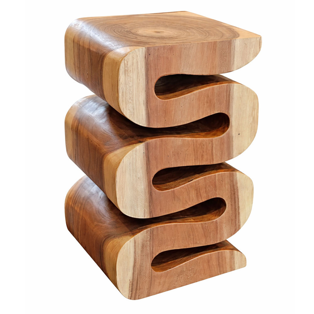 Homio Decor Living Room Wave Side Table - Suar Wood